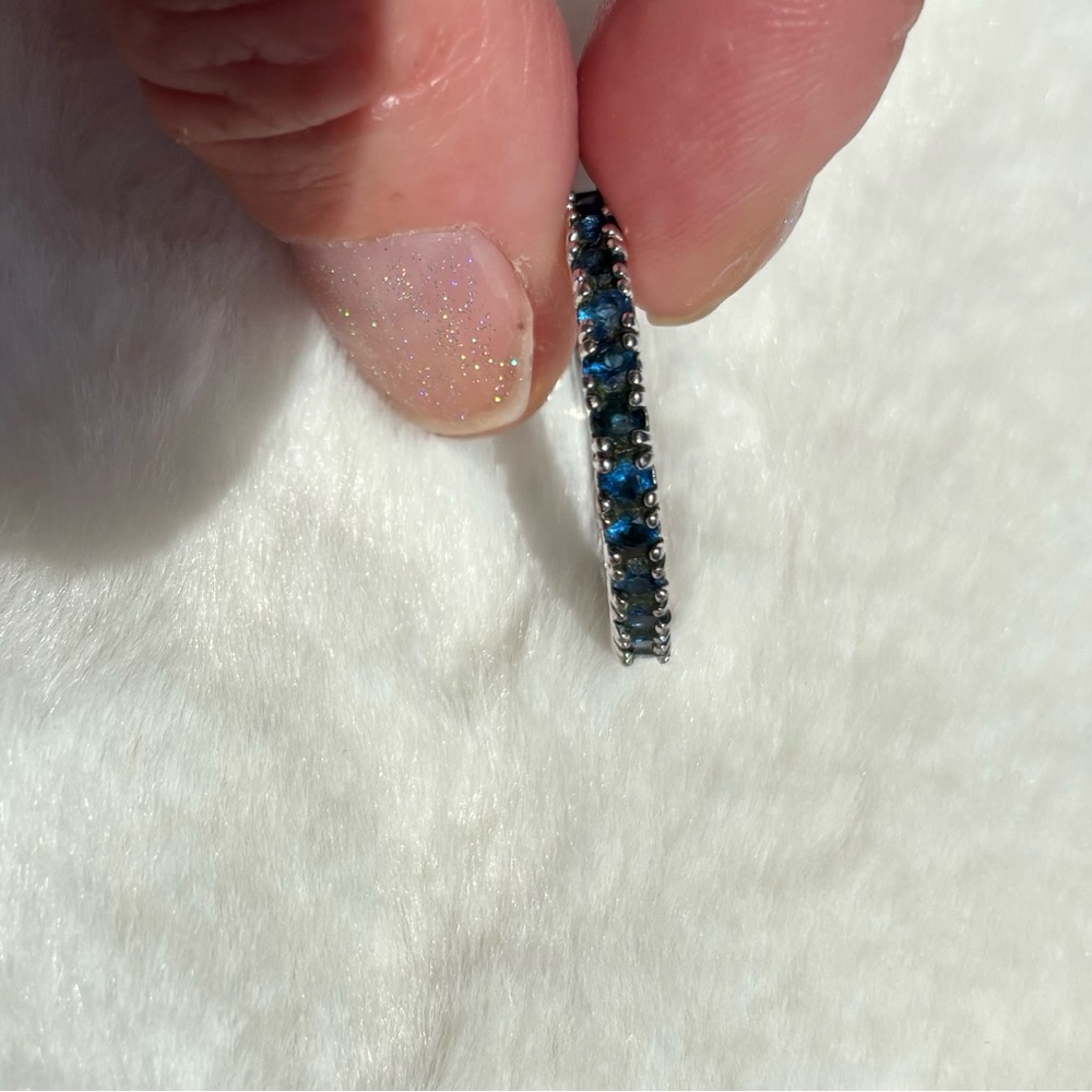 Sapphire Sterling Silver eternity band, size 10 1/2